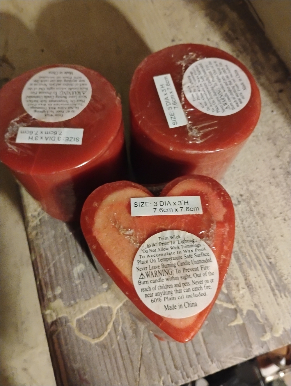 Set of Red Pillar and Heart Shaped Candles